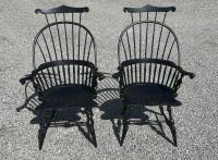 Pair D R Dimes comb back Windsor armchairs