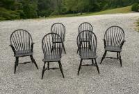 Six Warren Chair Works Windsor chairs in black