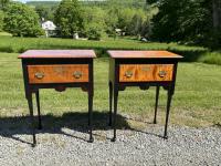 Treharn silver tables in tiger maple on black