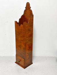 Tall tiger maple wall box with drawer