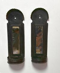 Vintage pair of mirrored tin candle sconces