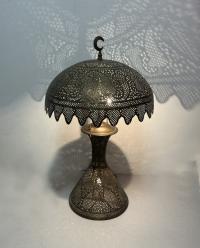 Vintage pierced brass Turkish lamp