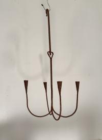 Antique iron four candle chandelier