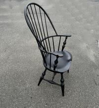 D R Dimes tall sack back Windsor chair in crackle black