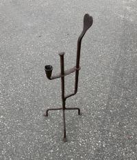 Early American iron candle stand with heart