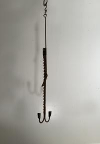 Early iron adjustable pendant candle holder