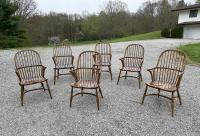 Vintage English elm Windsor armchairs