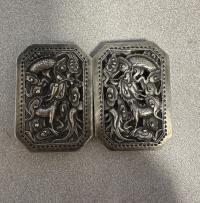 Antique Wang King sterling silver belt buckle