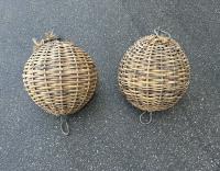 Antique pair of Japanese reed buoys c1920