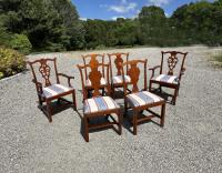 Six Eldred Wheeler tiger maple dining chairs in Chippendale style
