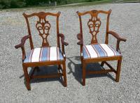 Eldred Wheeler pair of tiger maple armchairs in Chippendale style