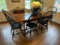 Six D R Dimes crackle black Windsor chairs