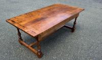 D R Dimes tiger maple coffee table with turned legs