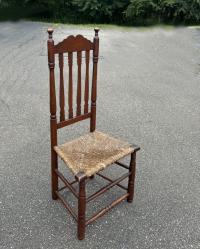 Early American banister back chair with rush seat c1740