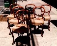 Period set of English Victorian walnut chairs