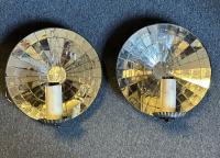 Handmade sunburst tin wall sconces c1920