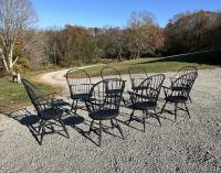 D R Dimes 8 Windsor armchairs in crackle black