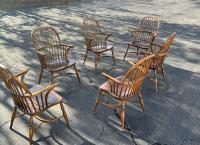 Vintage English Windsor elm arm chairs