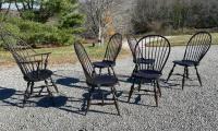 D R Dimes crackle black Windsor chairs