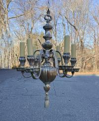 Caldwell nickel plated bronze chandelier c1900