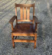 L J G Stickley Arts and Crafts Oak arm chair