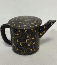 Japanese lacquer water pitcher with spout cover c1860