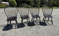 Four D R Dimes Windsor chairs in crackle black