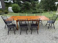 Set of eight DR Dimes Bamboo birdcage Windsor chairs in black