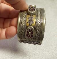 19th c Butanese Kazakh cuff bracelet in silver