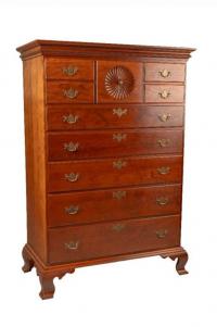 D R Dimes cherry Chippendale tall chest