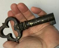 Japanese Edo period iron key with gold flecks