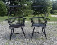 D R Dimes sack back Windsor chairs in crackle black