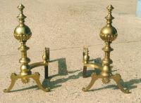 Antique Continental solid brass andirons