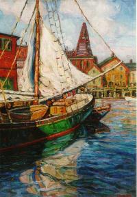 William Potter Oil on canvas Gloucester Ma