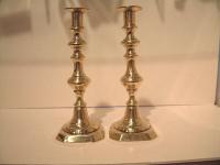 Eighteenth Century Brass Pushup Candlesticks