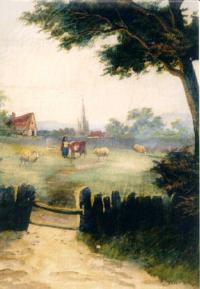 Antique English landscape oil painting