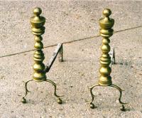 Early American urn top brass andirons c1825