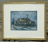 J Andre Smith gouache of French village