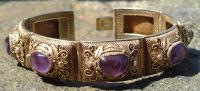 Antique Indian Sterling Silver and Amethyst Bracelet circa 1870 to 1890