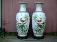 Pair Large Oriental Japanese Porcelain Vases