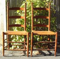Antique Pair of New England Ladder Back Chairs circa 1830