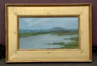 Antique New Haven Area Marsh Scene Oil on Canvas by Jennie Burr circa 1900