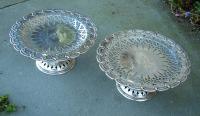 Antique pair of Tiffany Sterling Silver dessert pedestal