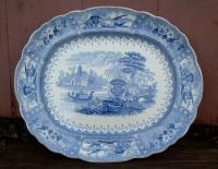 Antique Porcelain Canora Staffordshire Transferware Platter circa 1850