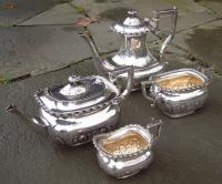 Antique Victorian 4 Piece Sterling Silver Set Birmingham circa 1899