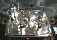 Antique 6 piece sterling silver tea service and tray