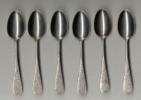 Set of six R Wallace and Sons silver bright cut spoons