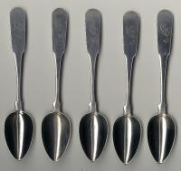 Period American coin silver spoons Abraham Barnes Boston