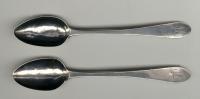 Pair of John Doane Coin silver teaspoons Boston 1733 to 1767