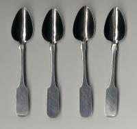 Four E Benjamin and Co. coin silver spoons New Haven CT